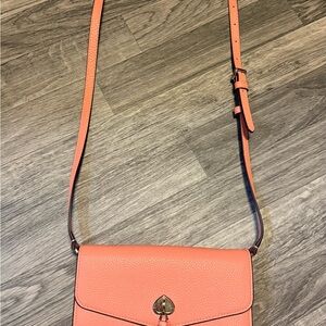 Marti Leather Flap Kate Spade Peach Orange Crossbody Bag
